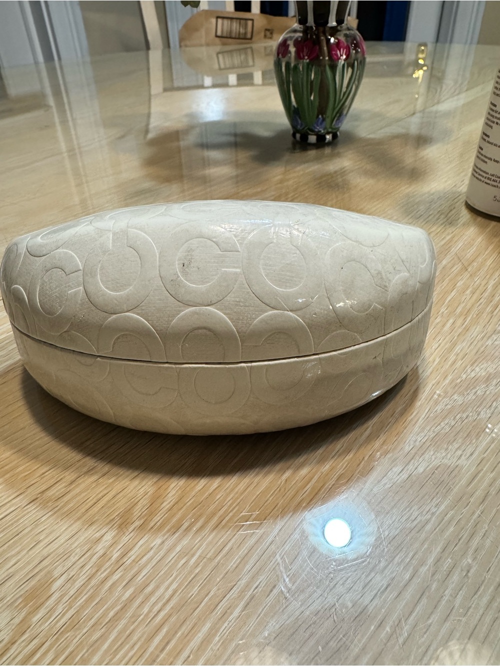Coach Cream Embossed Signature Sunglasses Case and Sunglasses